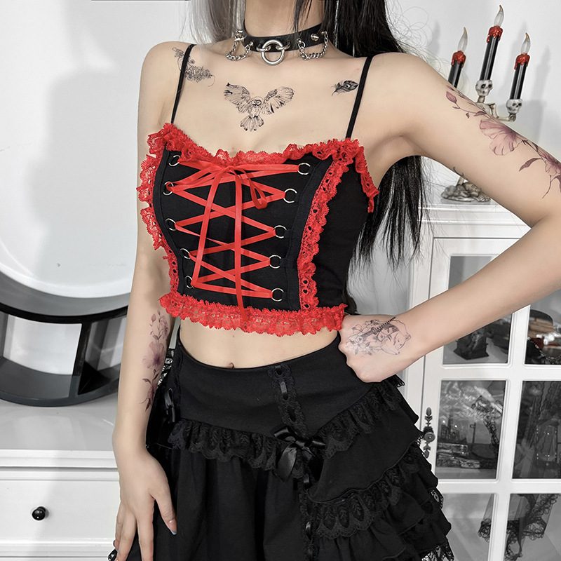 Lucie | Cropped Black Lace Corset w/ Roses