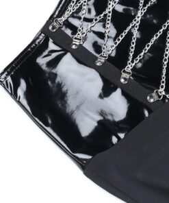 Vegan Leather Mesh Midi Skirt Details 2
