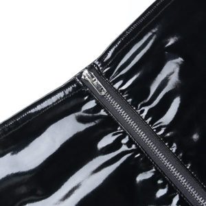 Vegan Leather Mesh Midi Skirt Details 5
