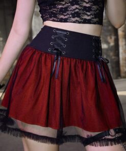 Black Mesh Bandage Red Mini Skirt 2