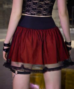 Black Mesh Bandage Red Mini Skirt 3