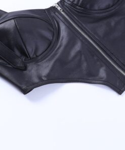 Corset Crop Top with Front Zipper Details 3
