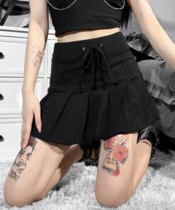 High Waist Bandage Black Mini Skirt 2