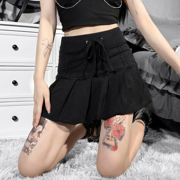 High Waist Bandage Black Mini Skirt 2