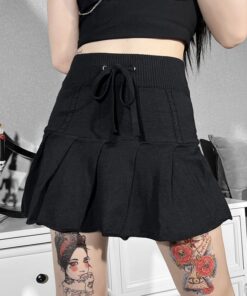 High Waist Bandage Black Mini Skirt