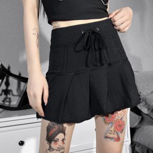 High Waist Bandage Black Mini Skirt 3