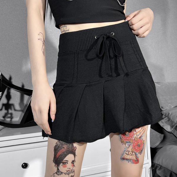 High Waist Bandage Black Mini Skirt 3