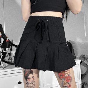High Waist Bandage Black Mini Skirt