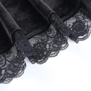 Velvet Lace Trim Sleeveless Mini Dress Details 5