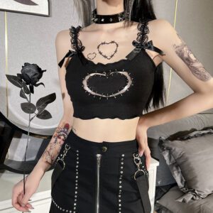 Heart Pins Stitches Lace Camisole 2