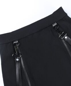 High Waist Zipper Straps Mini Skirt Details 2