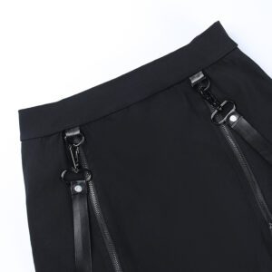 High Waist Zipper Straps Mini Skirt Details 2