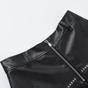 Vegan Leather Fringe Skirt Details