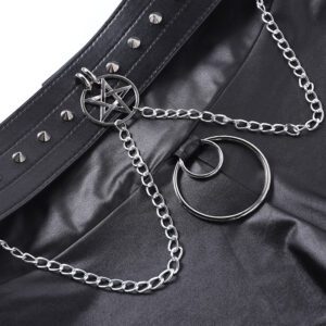 Vegan Leather Shorts with Pentagram Chains Details 2