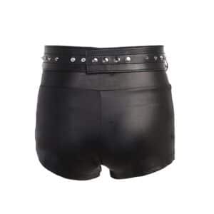 Vegan Leather Shorts with Pentagram Chains Full Back