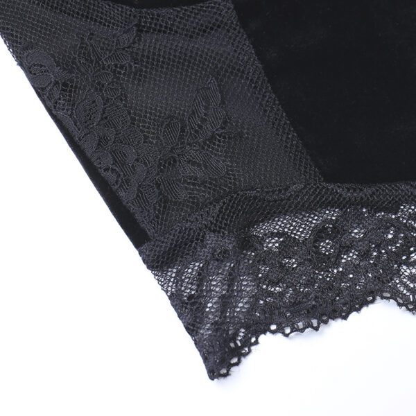 Velvet Cross Bow Lace Crop Top Details 2