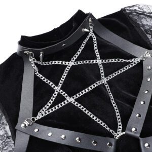 Velvet Mini Dress with Pentagram Chain Garter Details