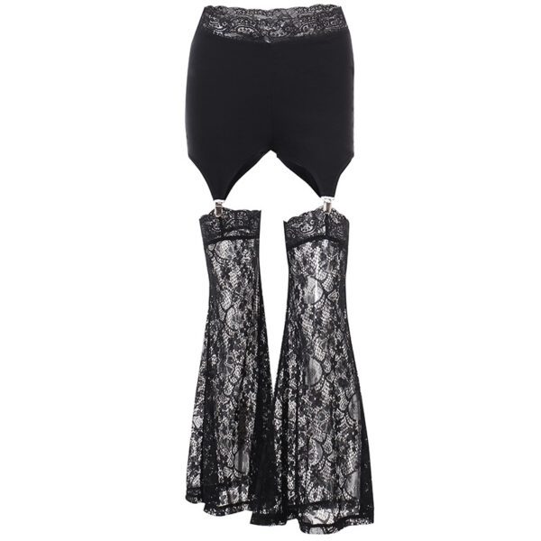 Cut Out Floral Lace Flare Pants Full