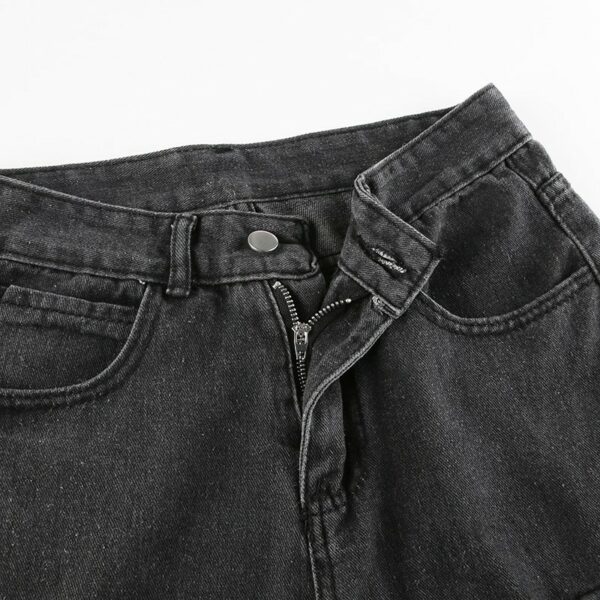 Low Waist Oversized Jeans with Leg Belts Details 2
