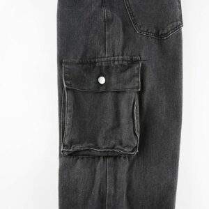 Low Waist Oversized Jeans with Leg Belts Details 3