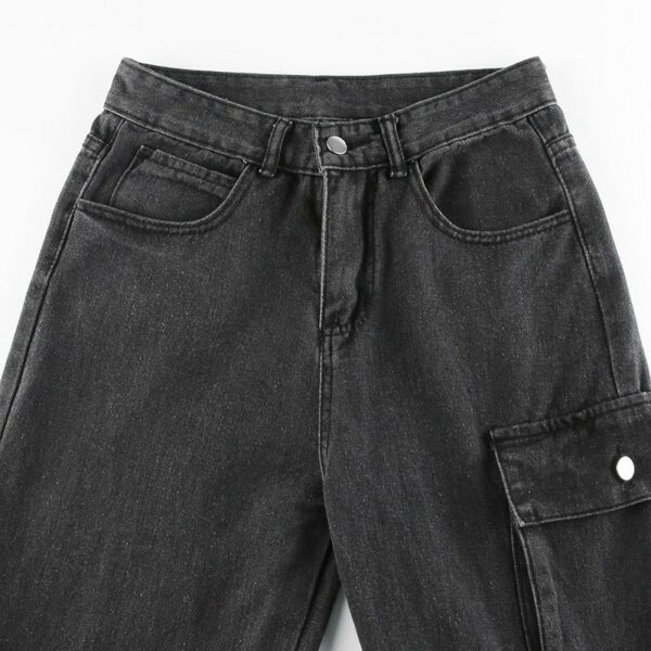 Low Waist Oversized Jeans with Leg Belts Details