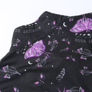 Purple Moths Black Mini Dress Details 3