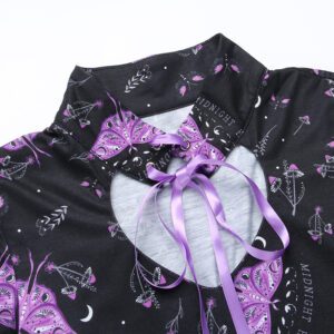 Purple Moths Black Mini Dress Details