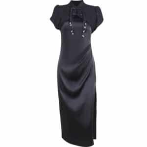 Two Piece Crop Top Shoulder with Mid Calf Split Dress