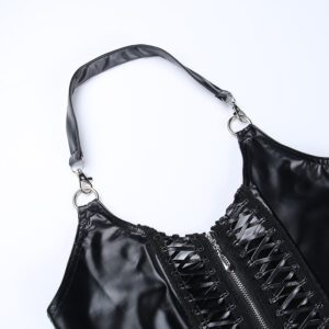 Vegan Leather Cut Out Camisole with Zipper Details