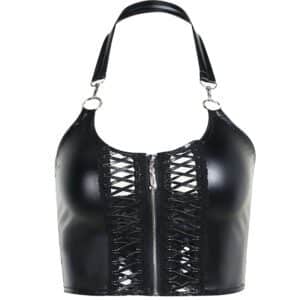 Vegan Leather Cut Out Camisole with Zipper Full