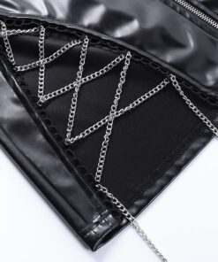 Vegan Leather Cut Out Chains Mini Skirt Details 2