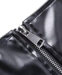 Vegan Leather Cut Out Chains Mini Skirt Details 3