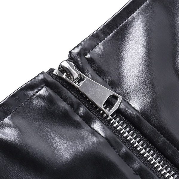 Vegan Leather Cut Out Chains Mini Skirt Details 3