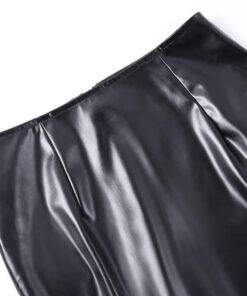Vegan Leather Cut Out Chains Mini Skirt Details 4