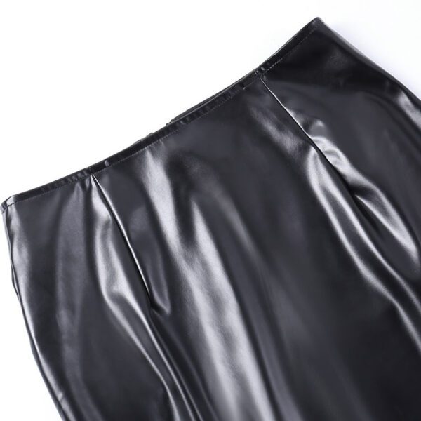 Vegan Leather Cut Out Chains Mini Skirt Details 4