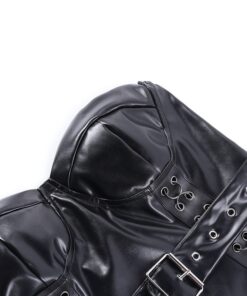 Vegan Leather Strapless Belt Crop Top Details