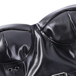 Vegan Leather Strapless Belt Crop Top Details 4