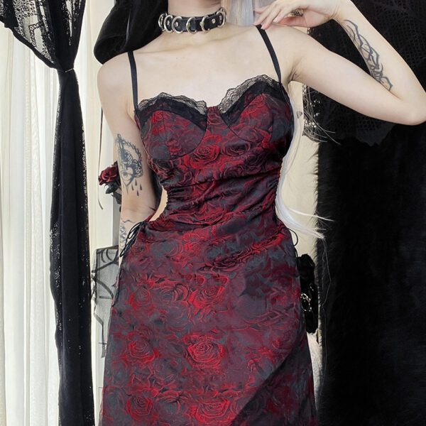 Black & Red Rose Mini Dress 2