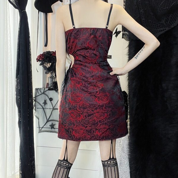 Black & Red Rose Mini Dress 4
