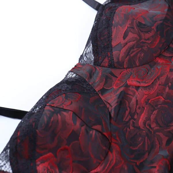 Black & Red Rose Mini Dress Details
