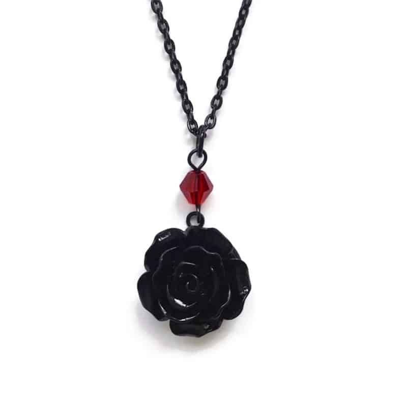 Buy Cubic Zirconia 2 Line Necklace With Black Rose 2 Tone Rhodium Plating  427846 | Kanhai Jewels