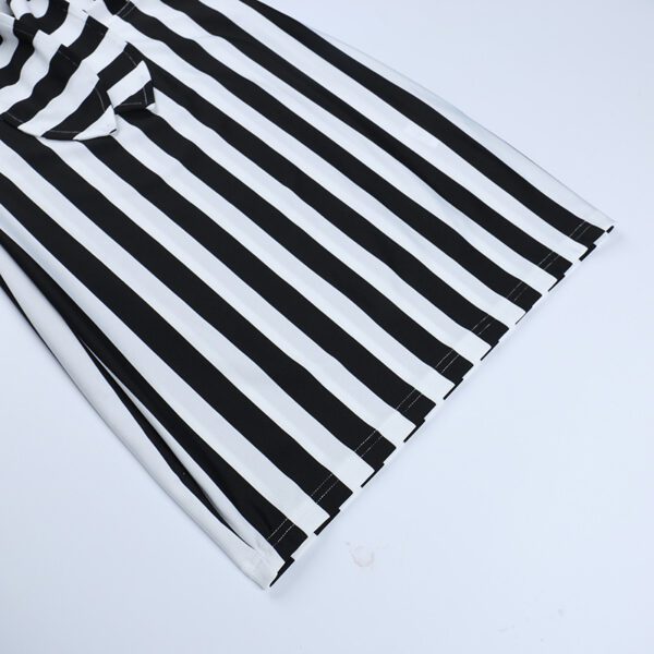 Black & White Striped Lace Up Mini Dress Details 2