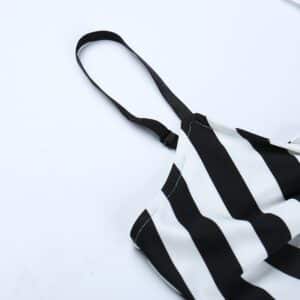 Black & White Striped Lace Up Mini Dress Details 3