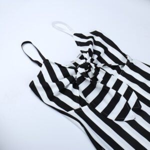Black & White Striped Lace Up Mini Dress Details