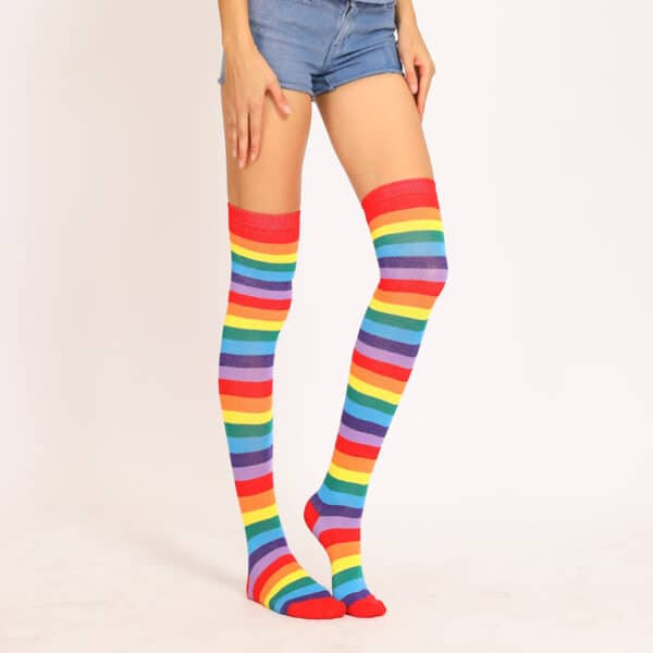 Rainbow Thigh High Socks 02