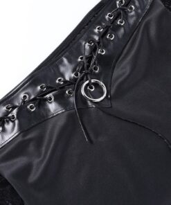 Vegan Leather Crop Top Spiderweb Lace Sleeves Details