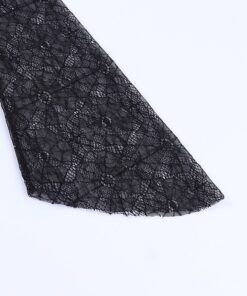 Vegan Leather Crop Top Spiderweb Lace Sleeves Details 3