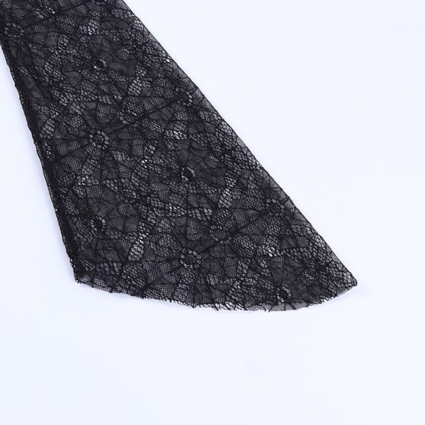 Vegan Leather Crop Top Spiderweb Lace Sleeves Details 3