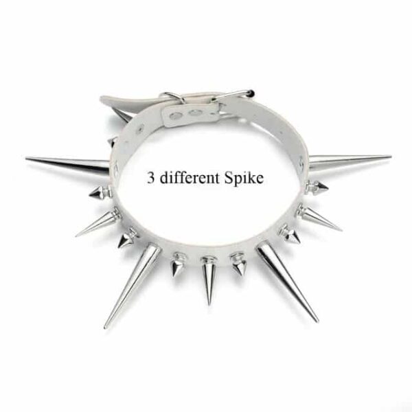 Long Spiked Choker - White More Spikes