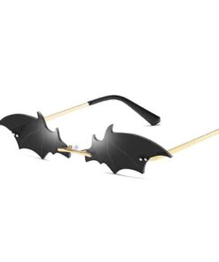 Gold Black Bat Shaped Sunglasses